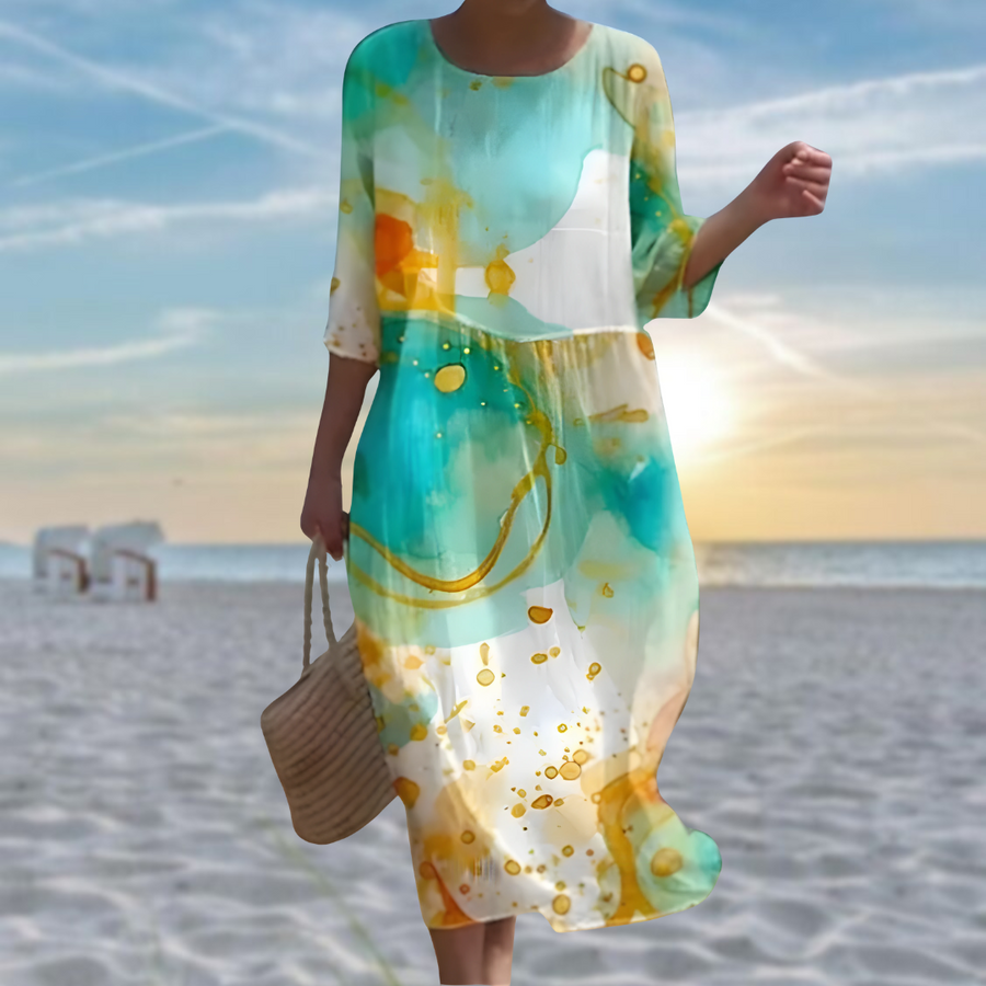Miranda | Elegant Floral Dress Covering the Belly