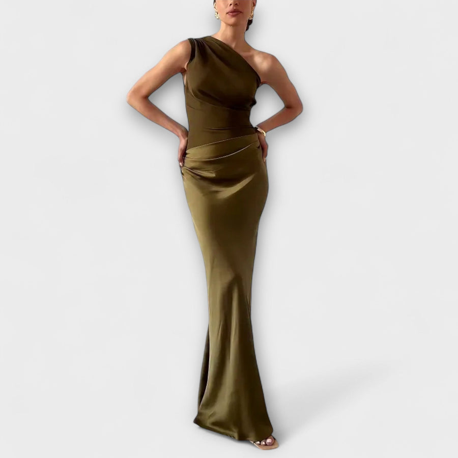 Beatrice – One-Shoulder Pleated Maxi Dress