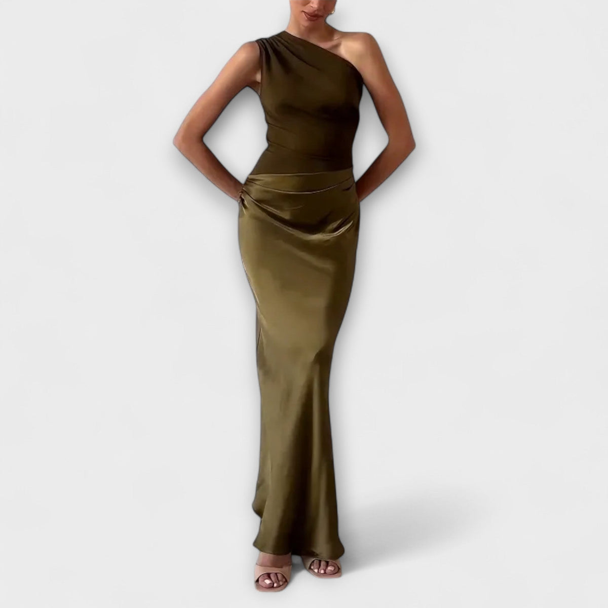 Beatrice – One-Shoulder Pleated Maxi Dress