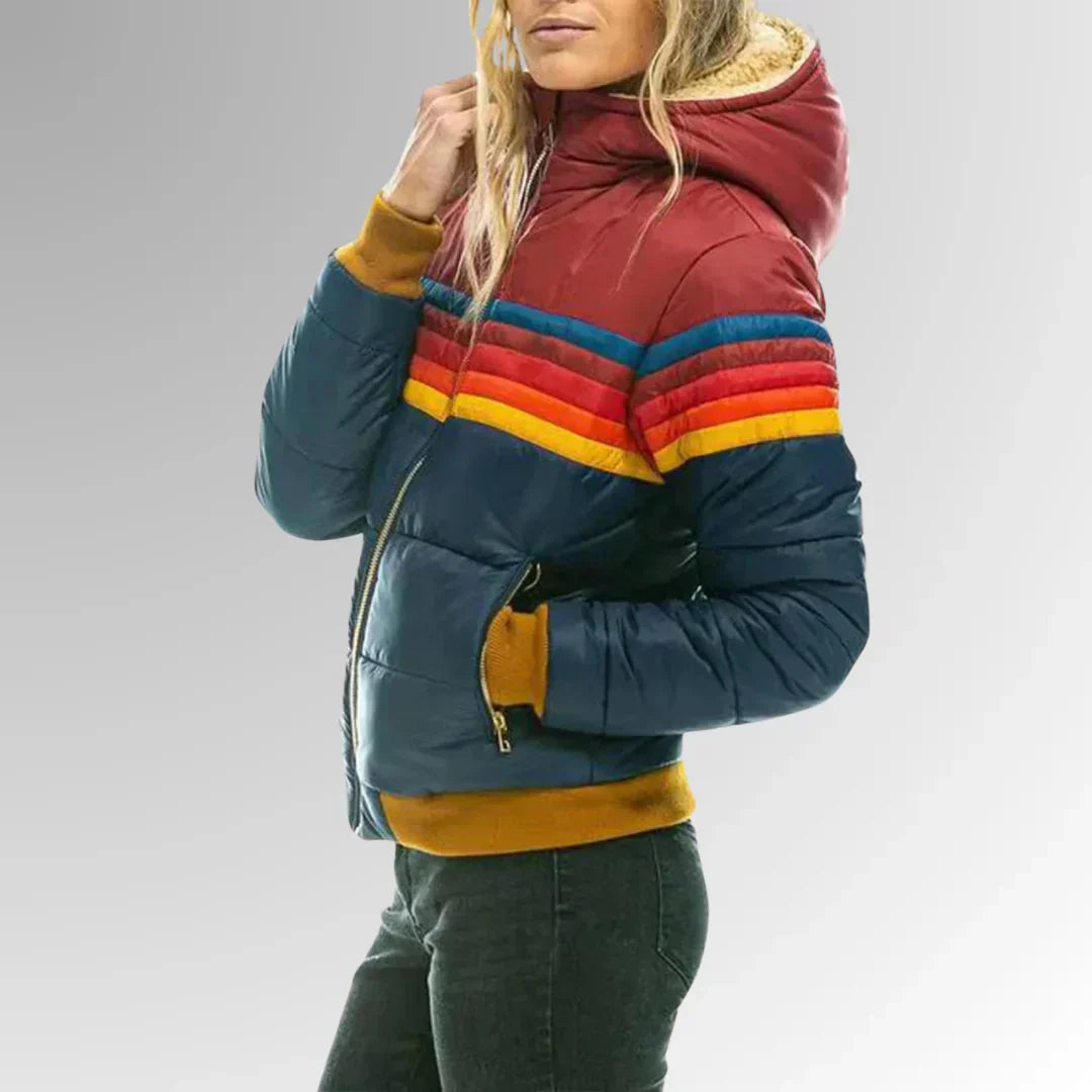 Léonie – Retro Striped Quilted Jacket