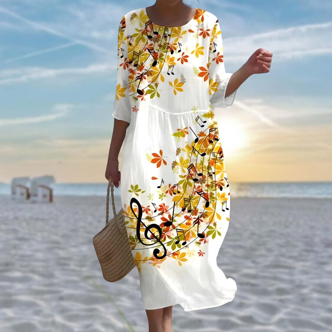 Miranda | Elegant Floral Dress Covering the Belly