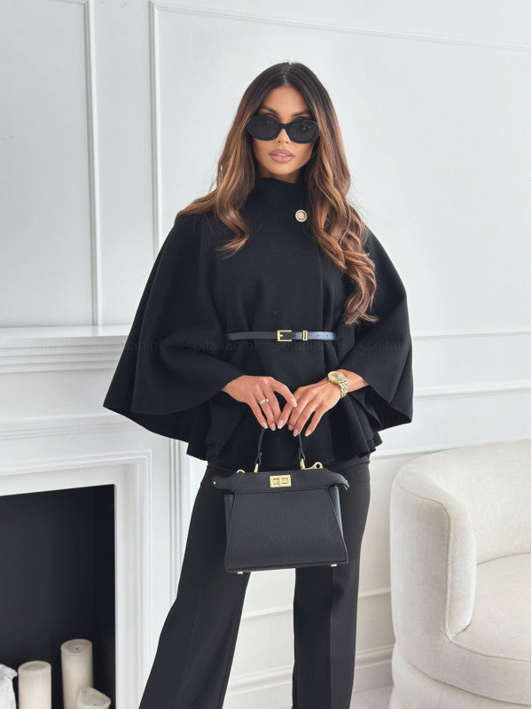 Lea – Chic Belted Jacket with Butterfly Sleeves