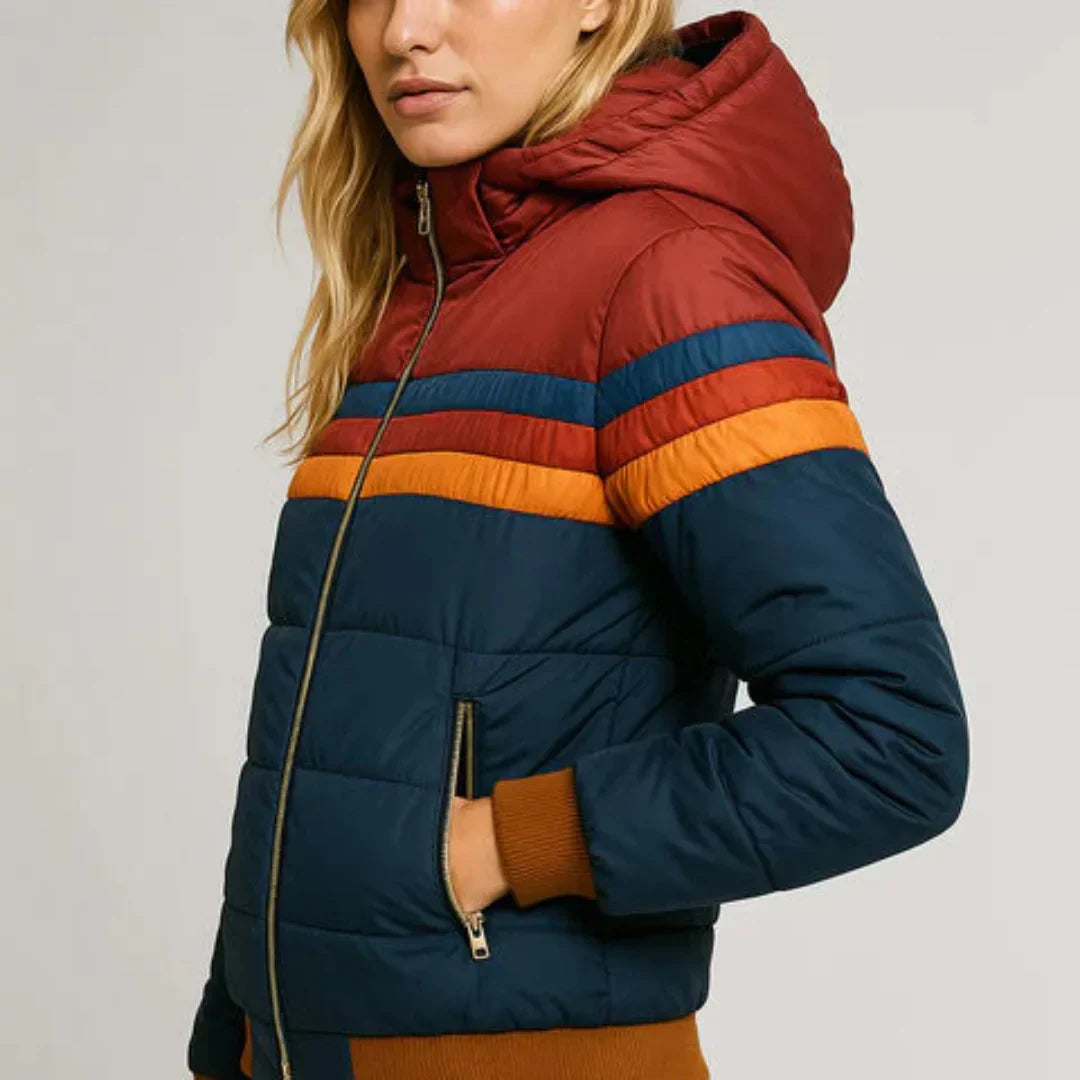 Léonie – Retro Striped Quilted Jacket