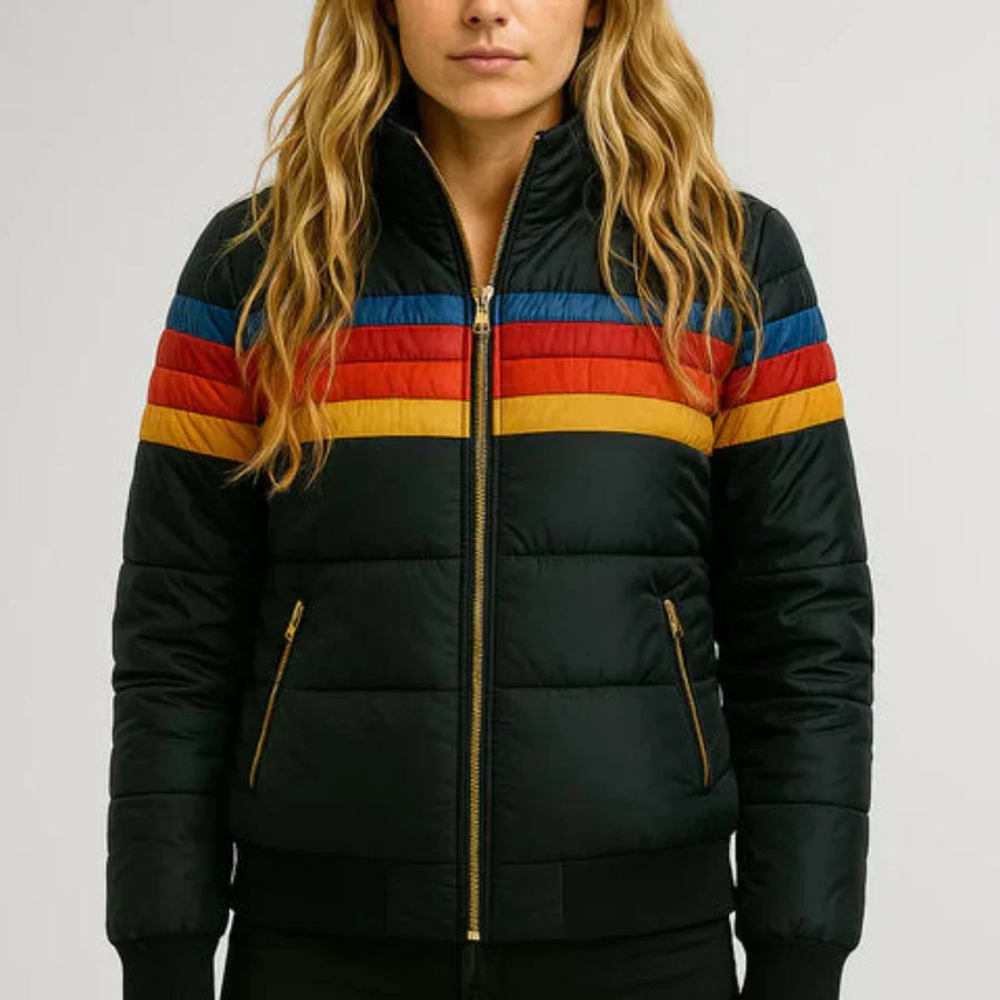 Léonie – Retro Striped Quilted Jacket
