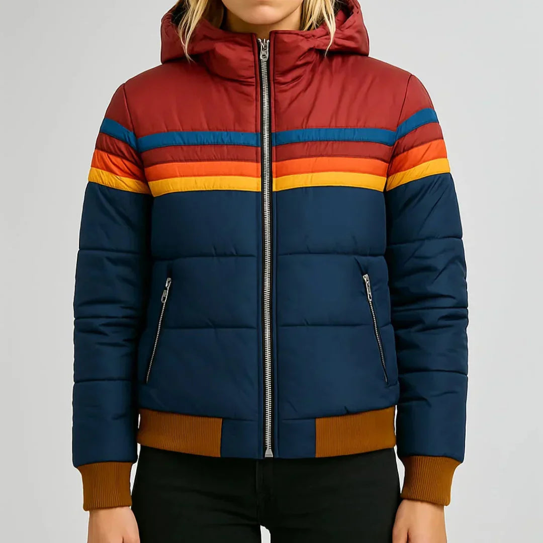Léonie – Retro Striped Quilted Jacket