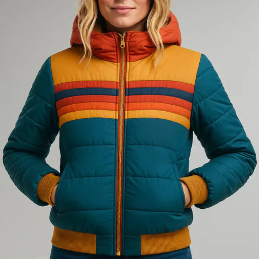 Léonie – Retro Striped Quilted Jacket