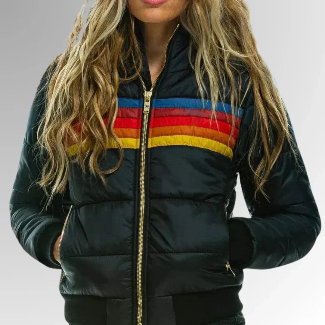 Léonie – Retro Striped Quilted Jacket