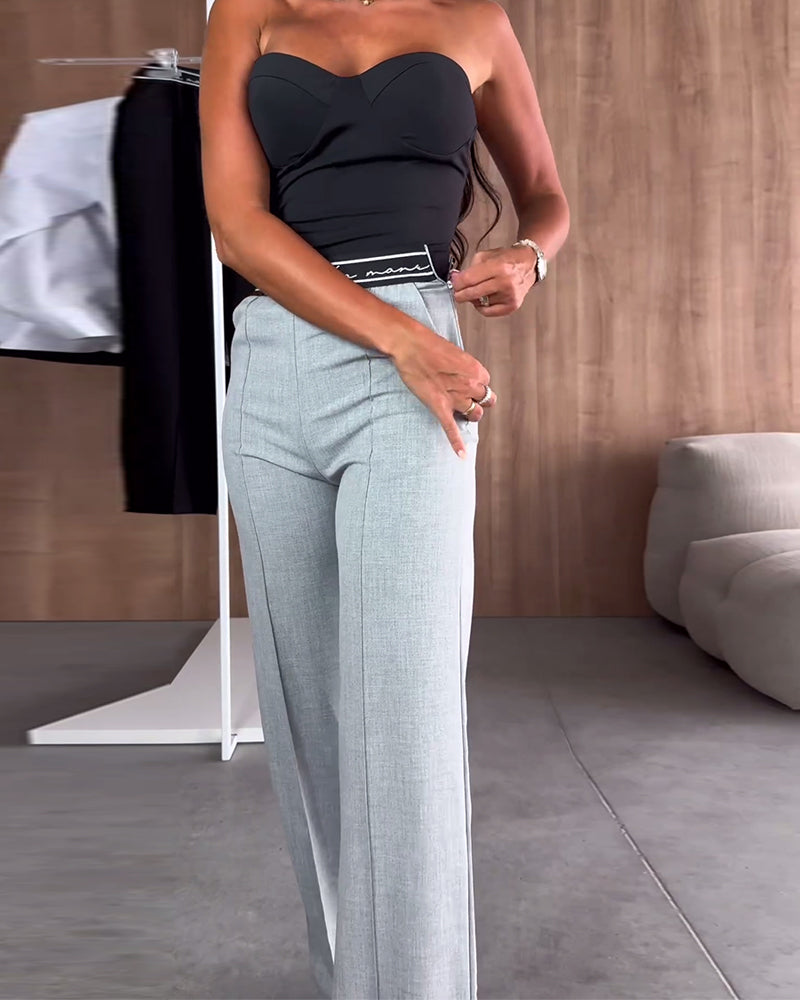 Elodie – Casual Straight-Leg Trousers with Zip Pockets