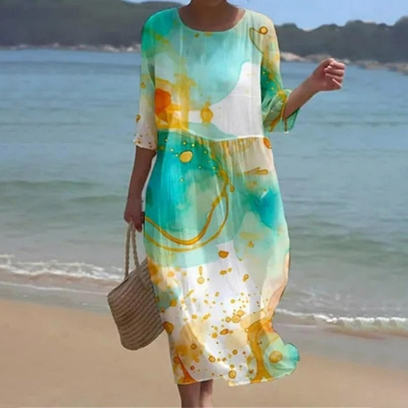 Miranda | Elegant Floral Dress Covering the Belly