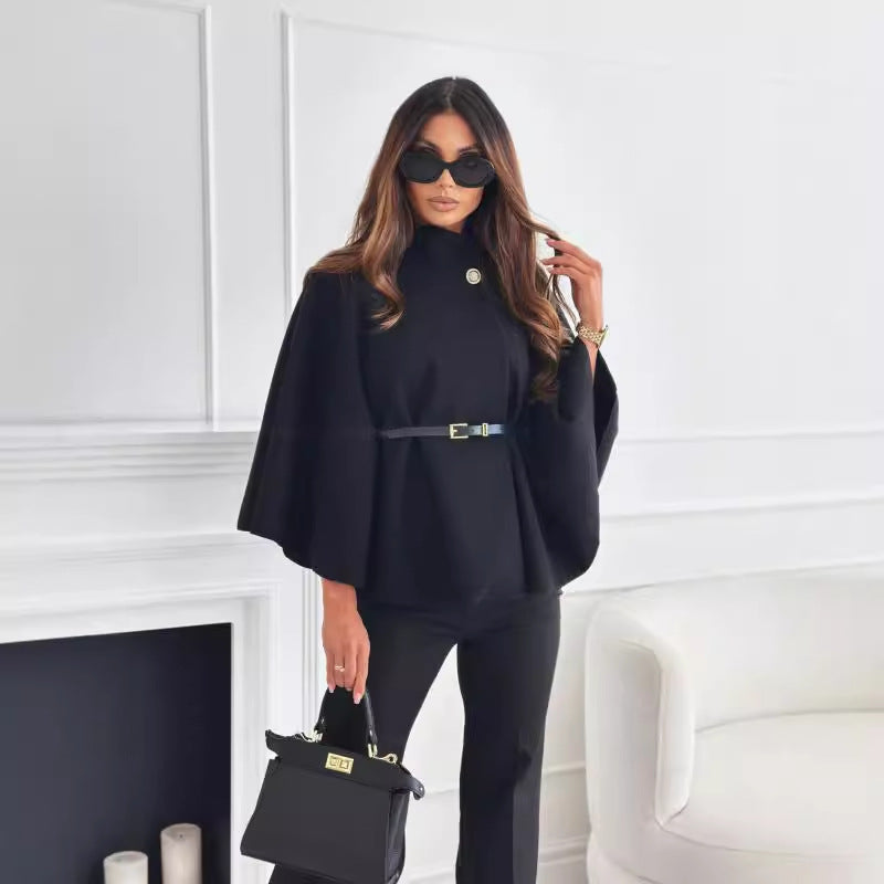 Lea – Chic Belted Jacket with Butterfly Sleeves