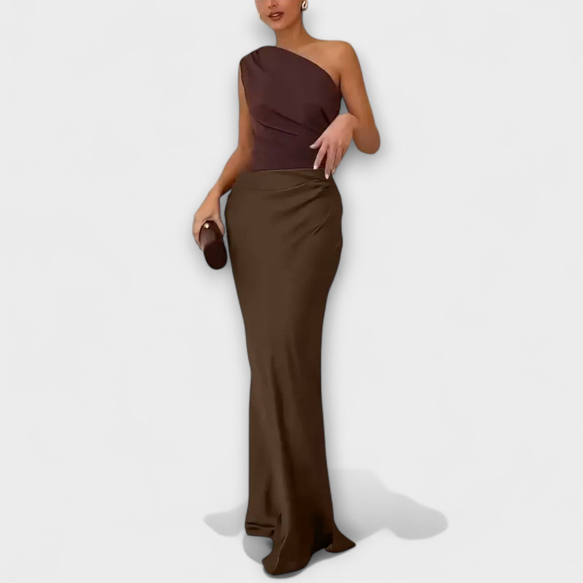 Beatrice – One-Shoulder Pleated Maxi Dress