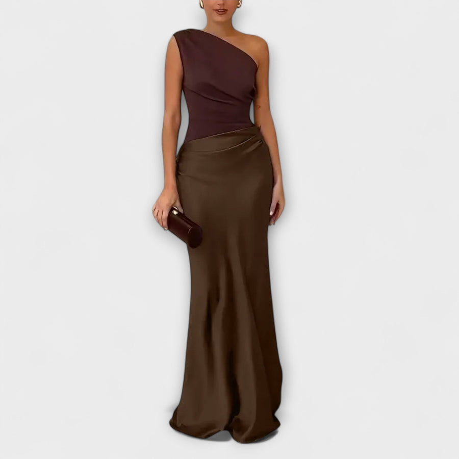 Beatrice – One-Shoulder Pleated Maxi Dress